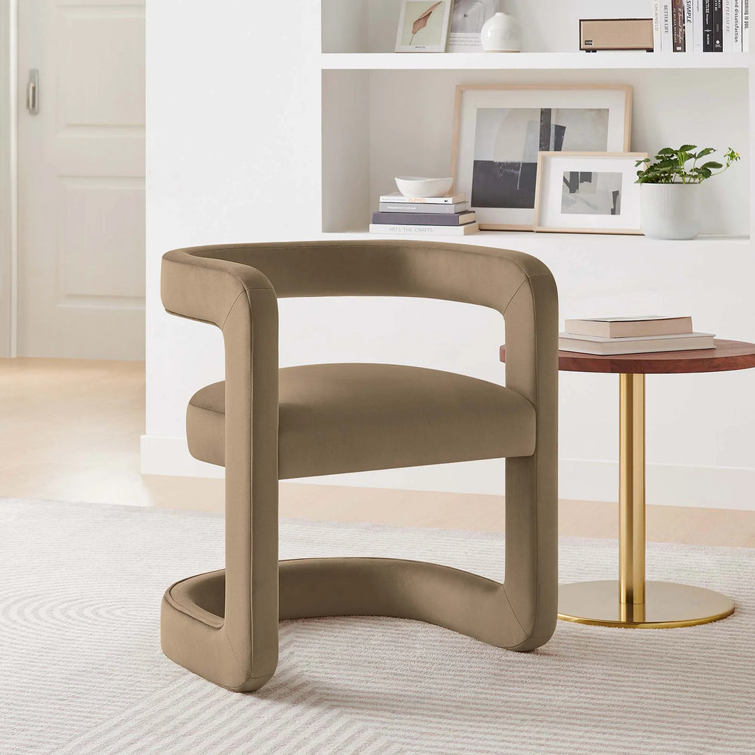 Wendal Barrel Performance Velvet Dining Chair - Taupe