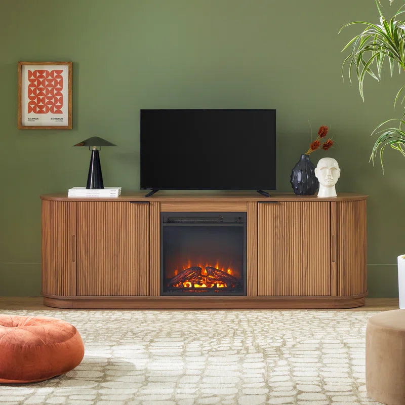 Dragelin Modern Reeded Fireplace TV Stand