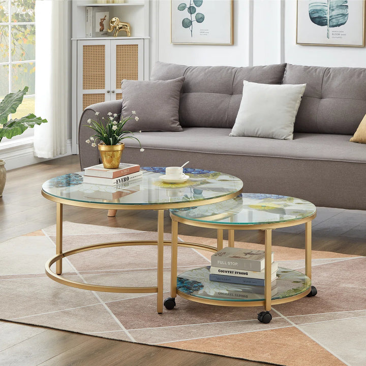 Artistic Round Nesting Coffee Table Set of 2