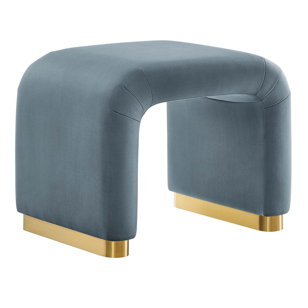 Dell Performance Velvet Waterfall Stool - Brass Cadet Blue