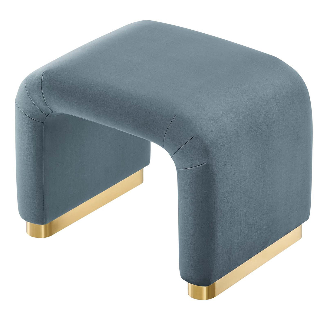 Dell Performance Velvet Waterfall Stool - Brass Cadet Blue