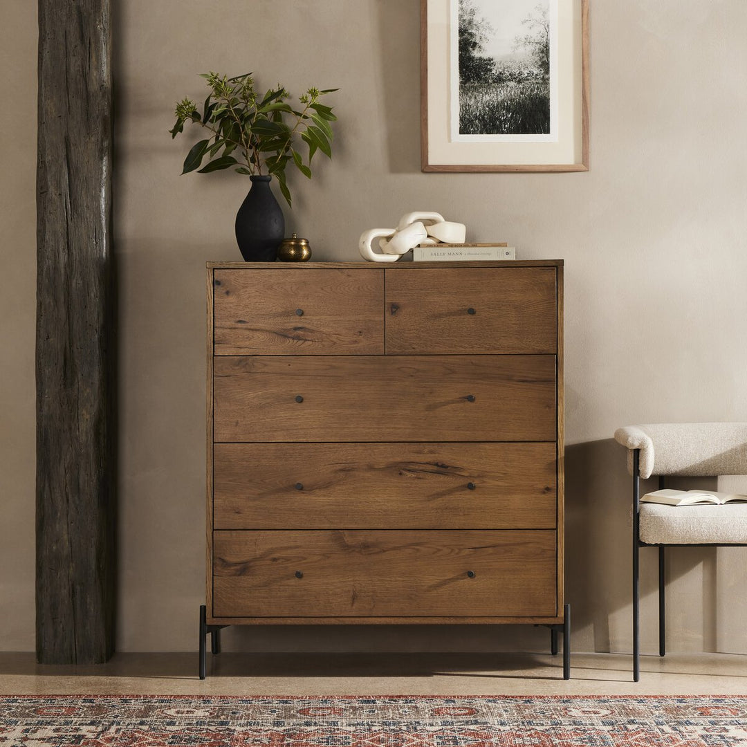 Warm Oak Dresser 5 Drawer