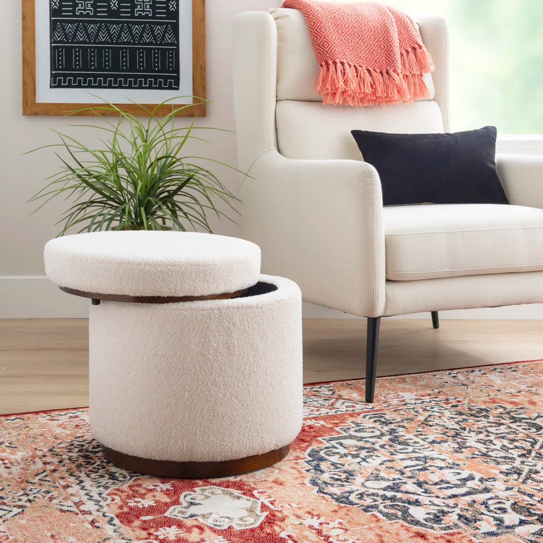 Thurleigh Round Sherpa Ottoman with Storage