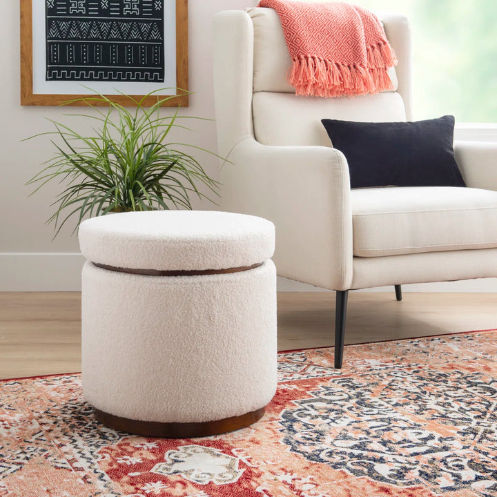 Thurleigh Round Sherpa Ottoman with Storage