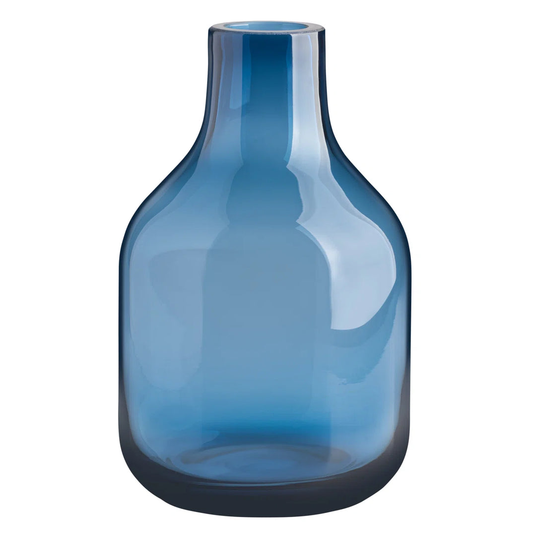 Aquista 8" Hand Blown Art Glass Blue Table Vase