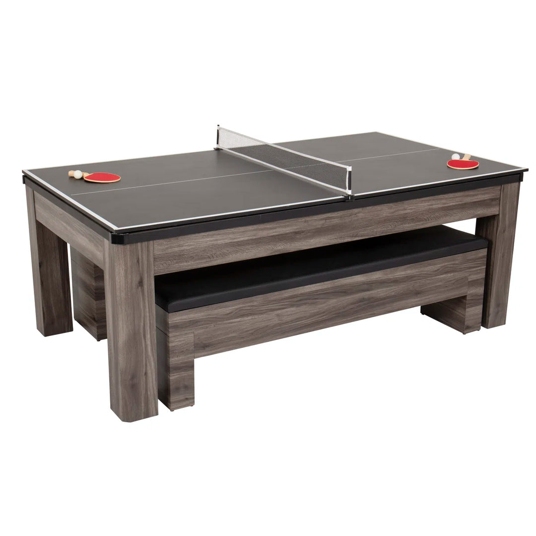 Hampton 3-in-1 Combination Table Includes Billiards, Table Tennis, & Dining Table In Gray