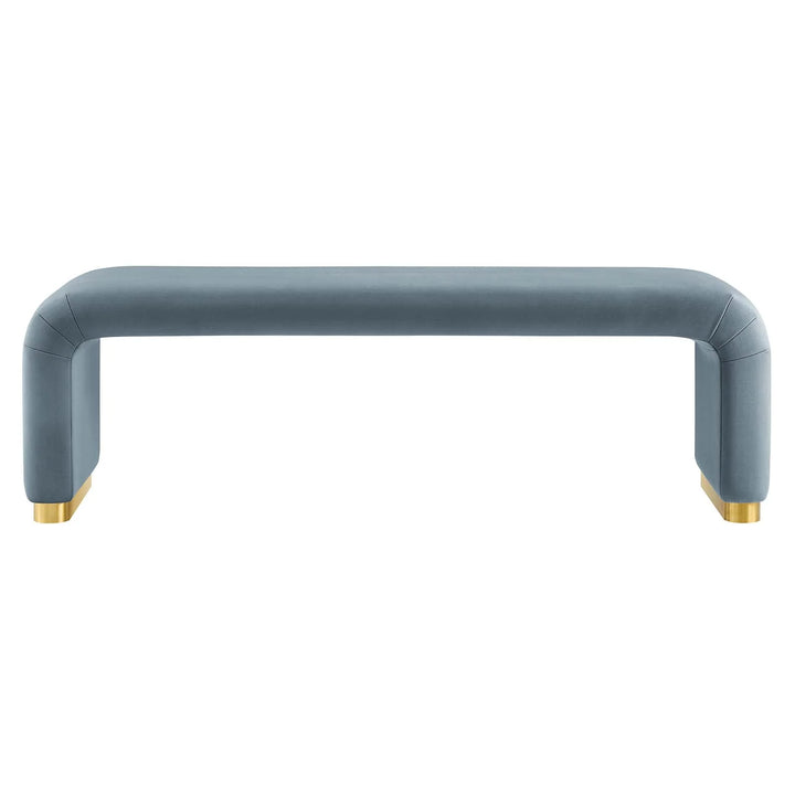 Dell Performance Velvet Waterfall Long Bench - Brass Cadet Blue