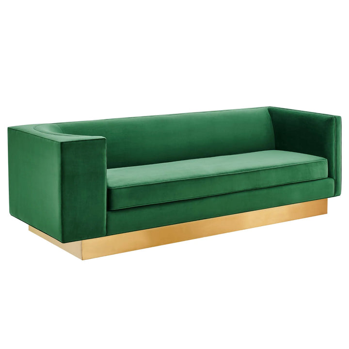 Cameron Upholstered Performance Velvet Sofa - Emerald