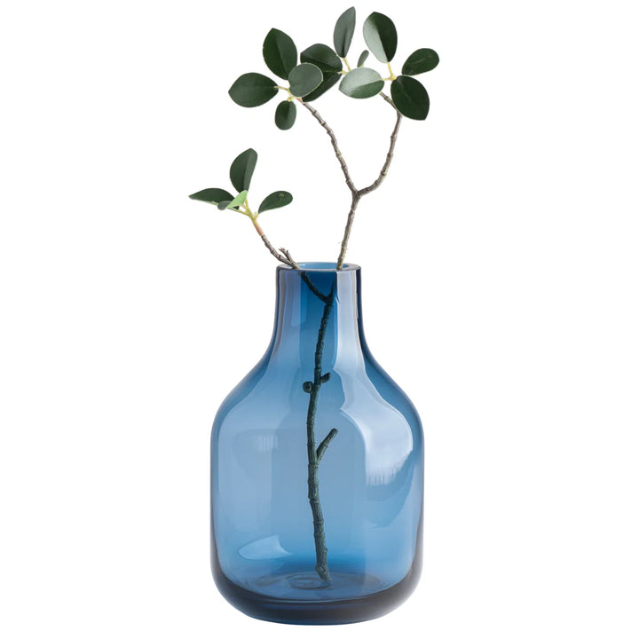 Aquista 8" Hand Blown Art Glass Blue Table Vase