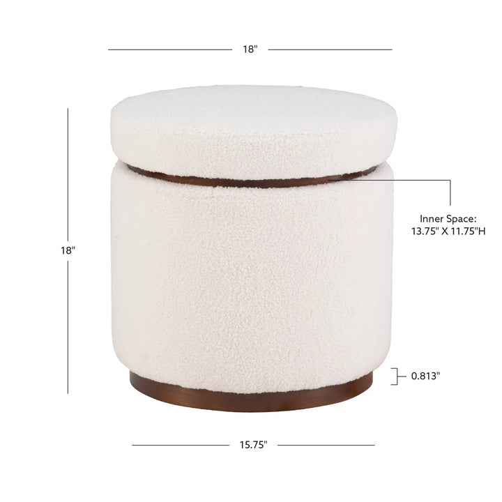 Thurleigh Round Sherpa Ottoman with Storage