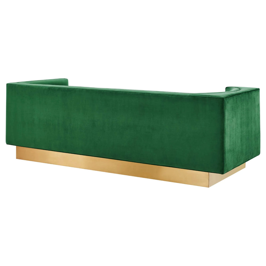 Cameron Upholstered Performance Velvet Sofa - Emerald