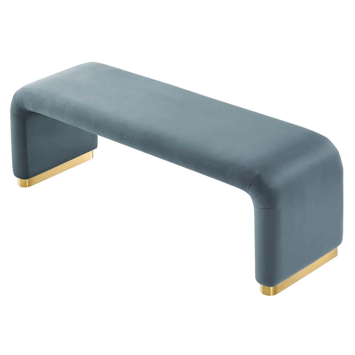 Dell Performance Velvet Waterfall Long Bench - Brass Cadet Blue