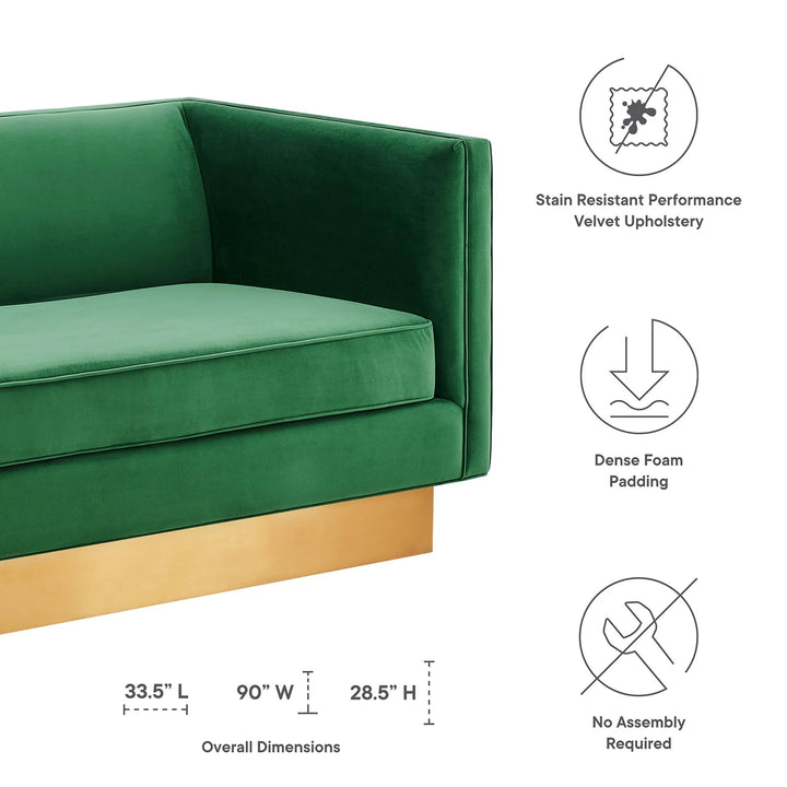 Cameron Upholstered Performance Velvet Sofa - Emerald