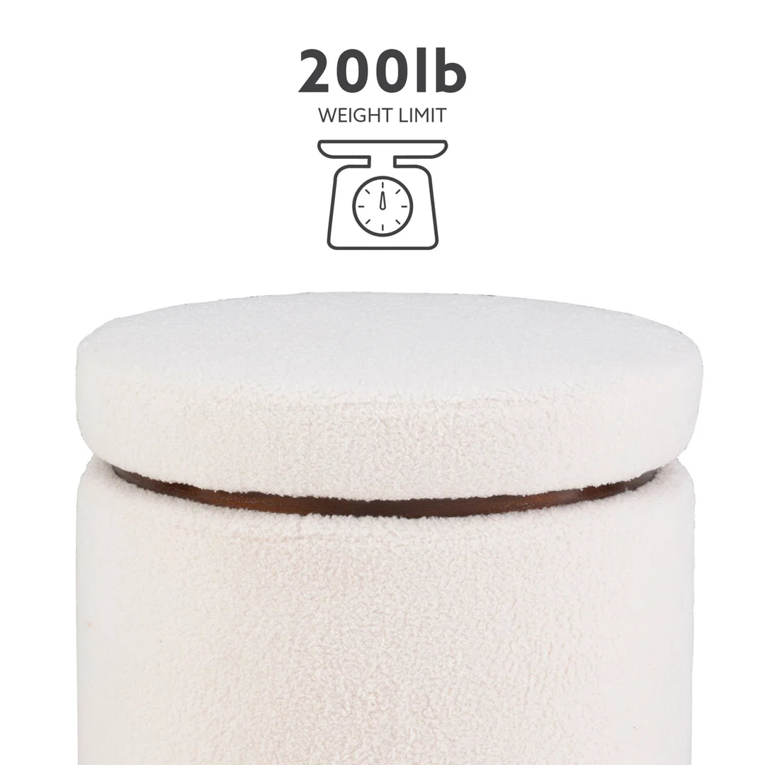 Thurleigh Round Sherpa Ottoman with Storage