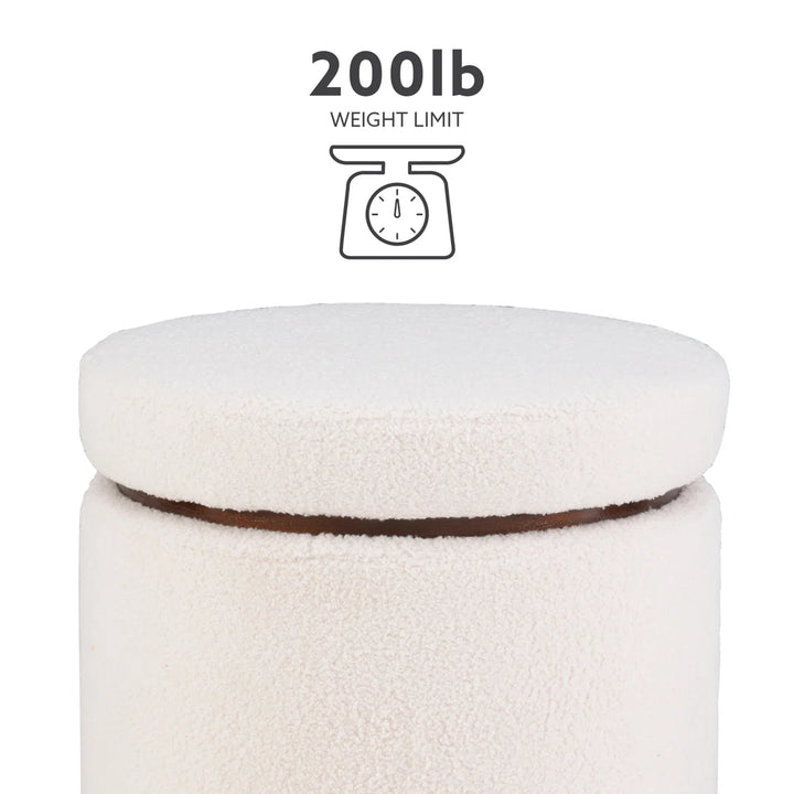 Thurleigh Round Sherpa Ottoman with Storage