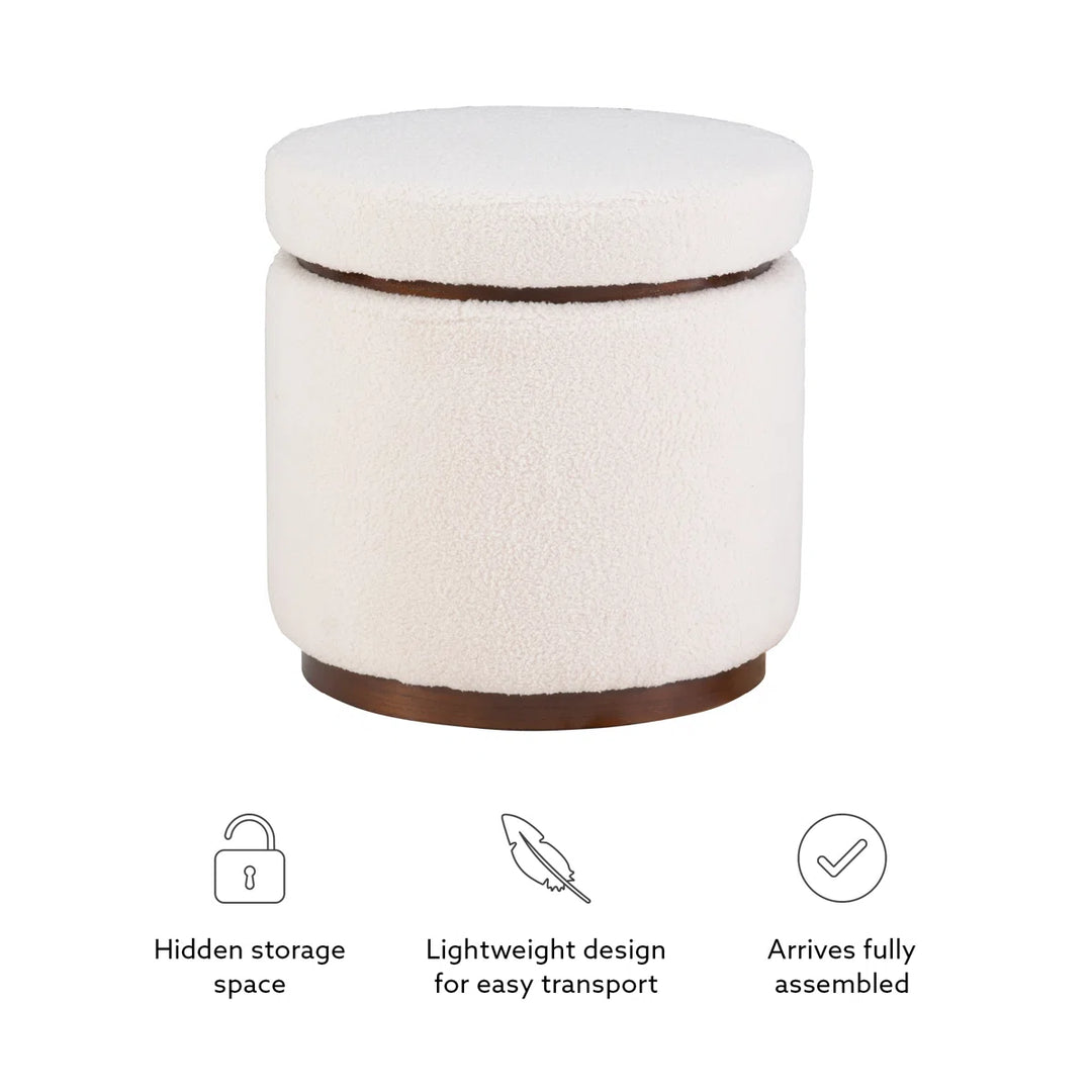 Thurleigh Round Sherpa Ottoman with Storage