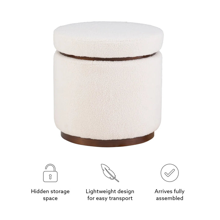 Thurleigh Round Sherpa Ottoman with Storage