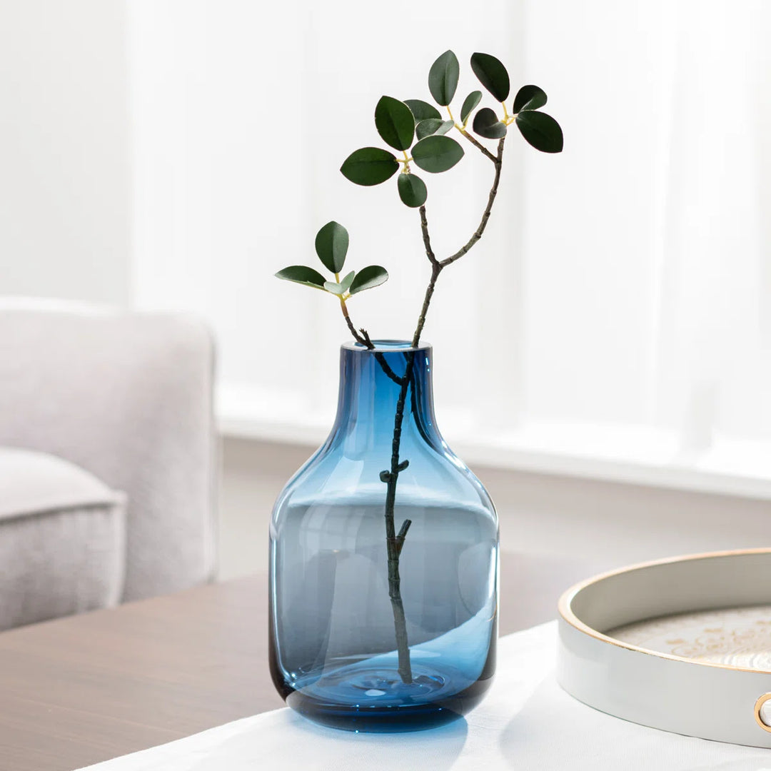 Aquista 8" Hand Blown Art Glass Blue Table Vase