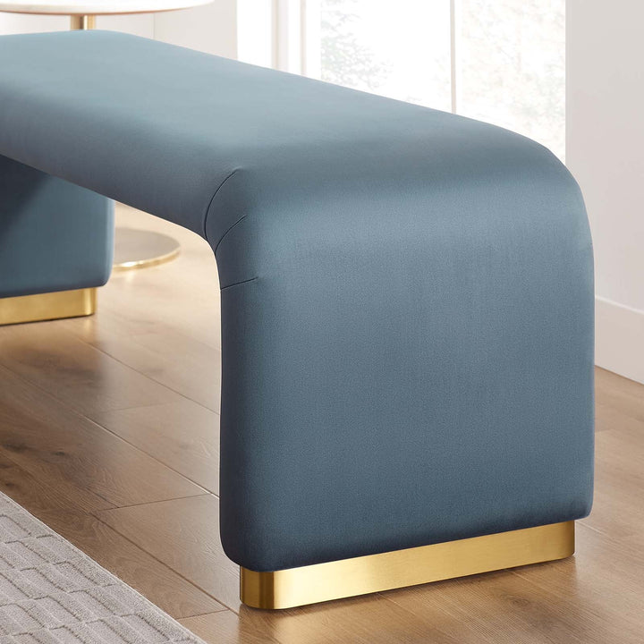 Dell Performance Velvet Waterfall Long Bench - Brass Cadet Blue