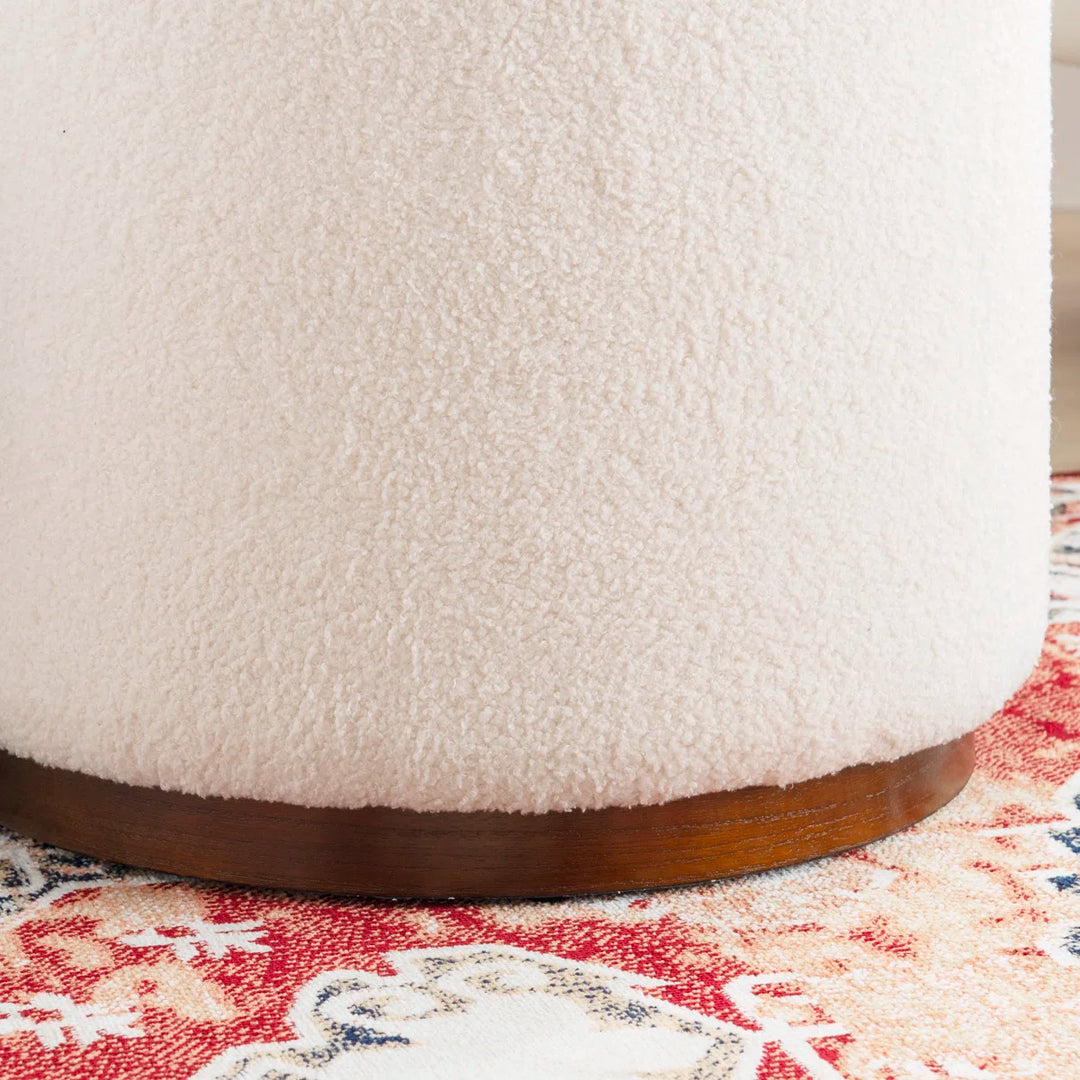Thurleigh Round Sherpa Ottoman with Storage
