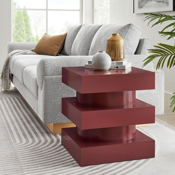 Stacked End Table - Red