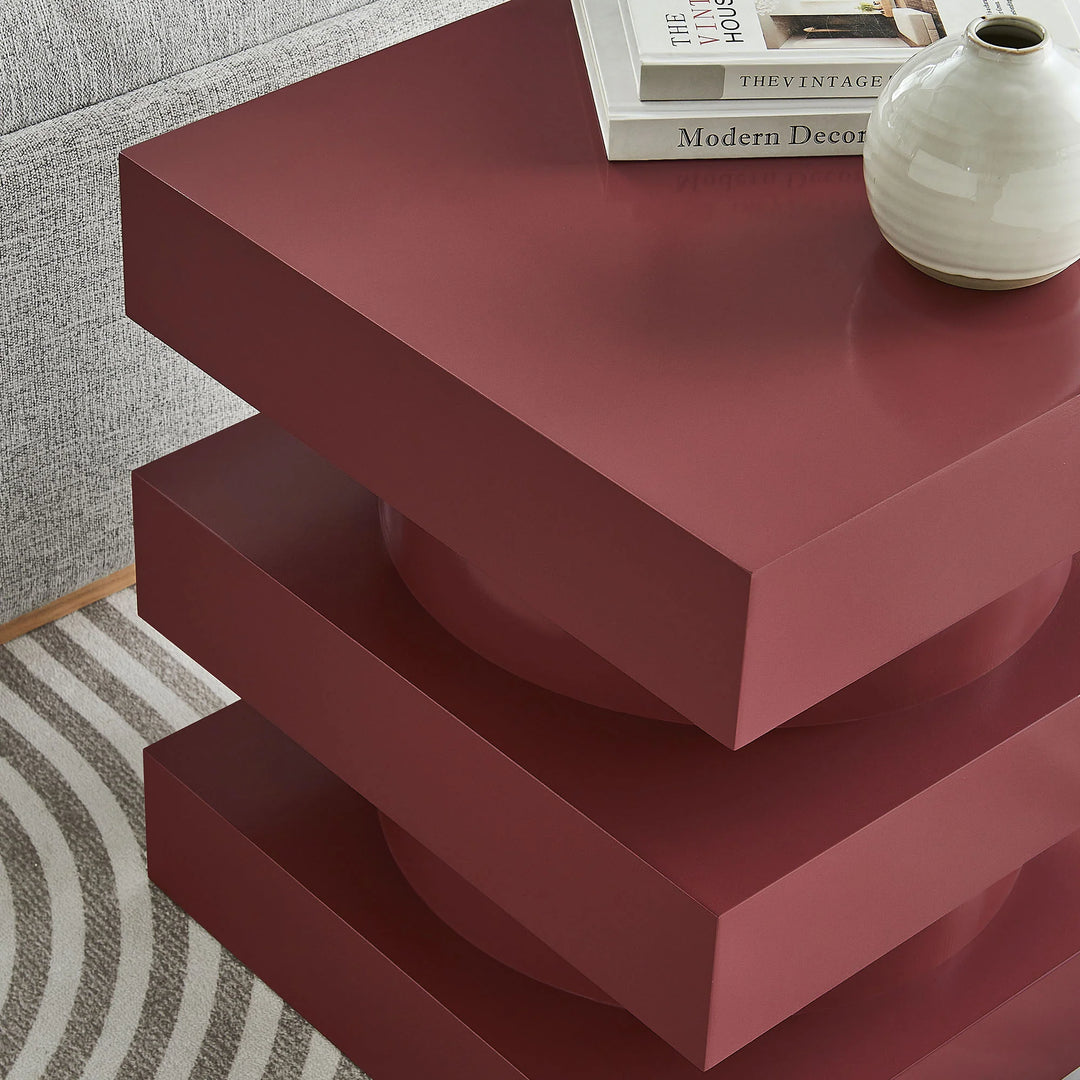 Stacked End Table - Red