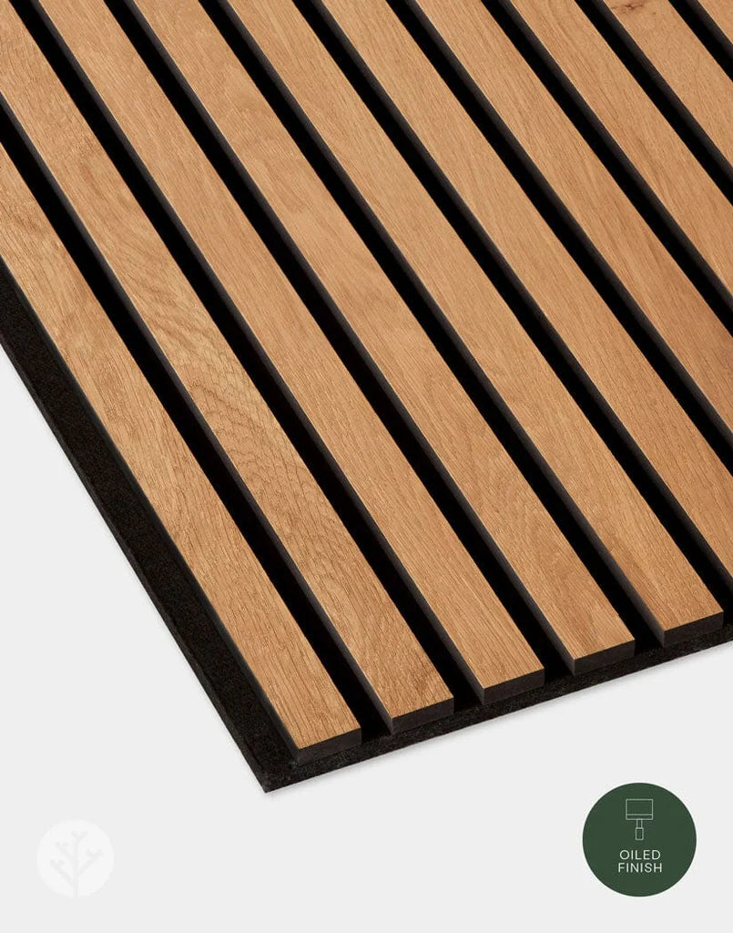 The Wood Veneer Hub Natural Oak Acoustic Slat Wood Wall Panels