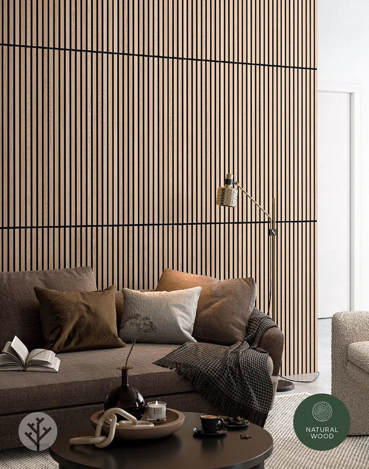 The Wood Veneer Hub Natural Oak Acoustic Slat Wood Wall Panels