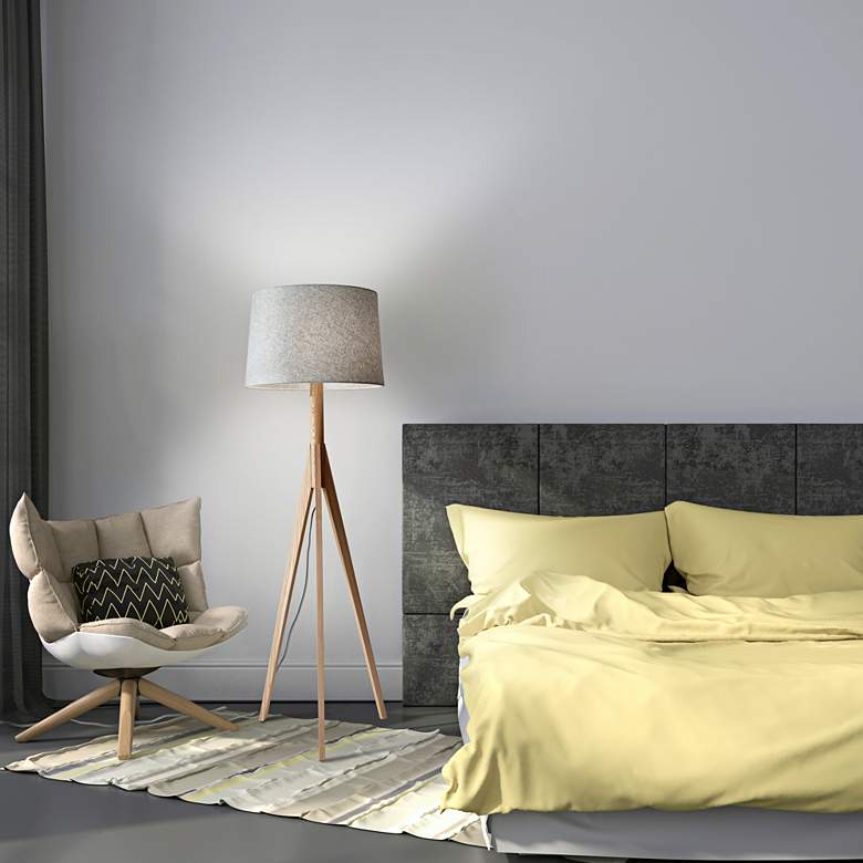 Eden Natural Ash Wood Tripod Floor Lamp