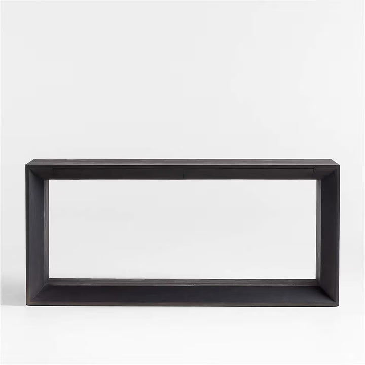Vernon 72" Rectangular Ebonized Pine Wood Storage Console Table