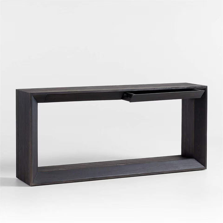 Vernon 72" Rectangular Ebonized Pine Wood Storage Console Table