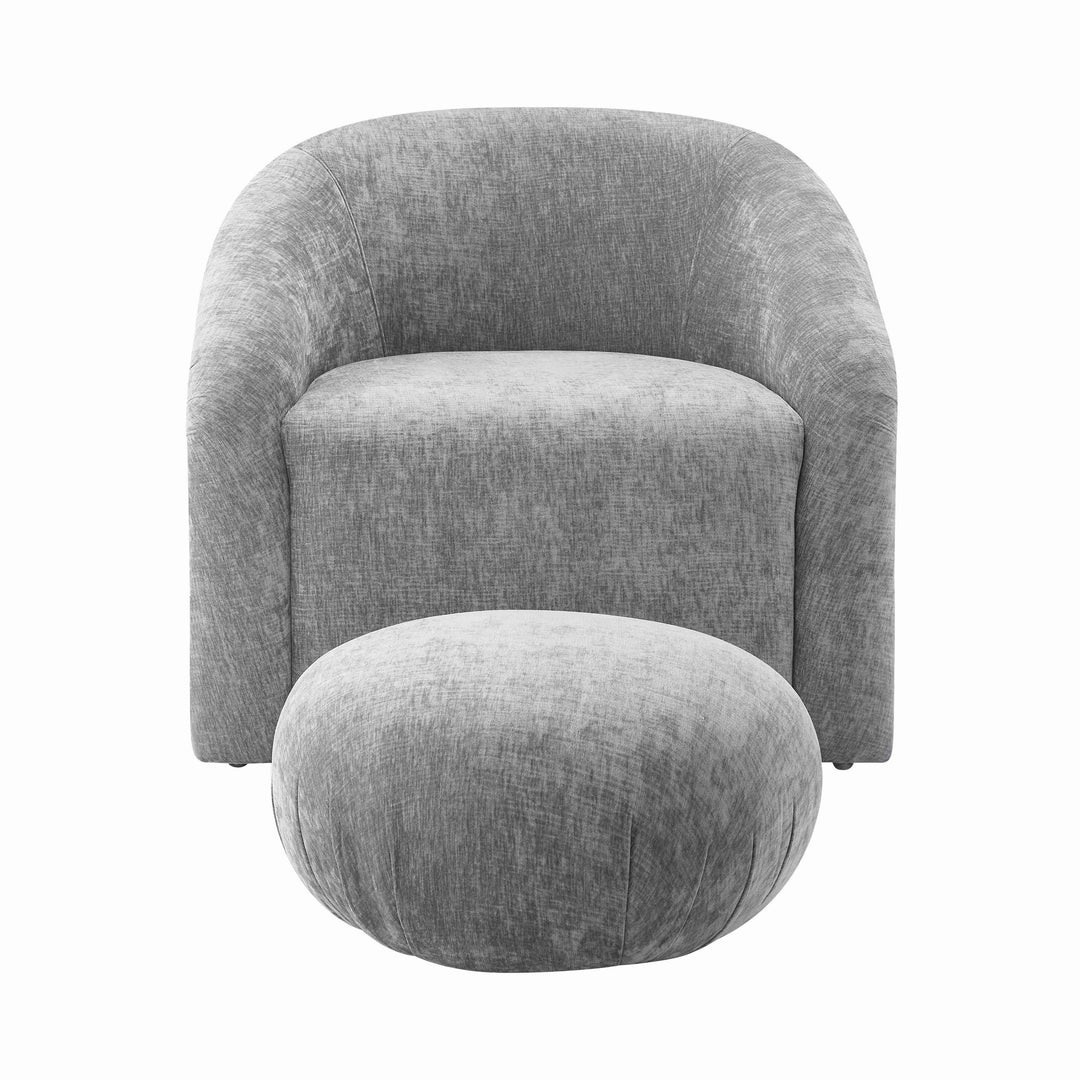 Tuscan Grey Velvet Chair Ottoman Set