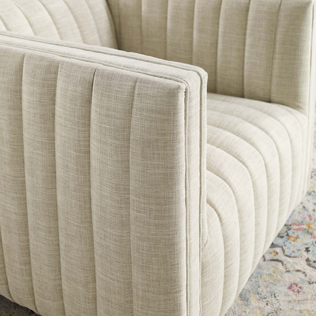 Journe Channel Tufted Fabric Armchair - Beige