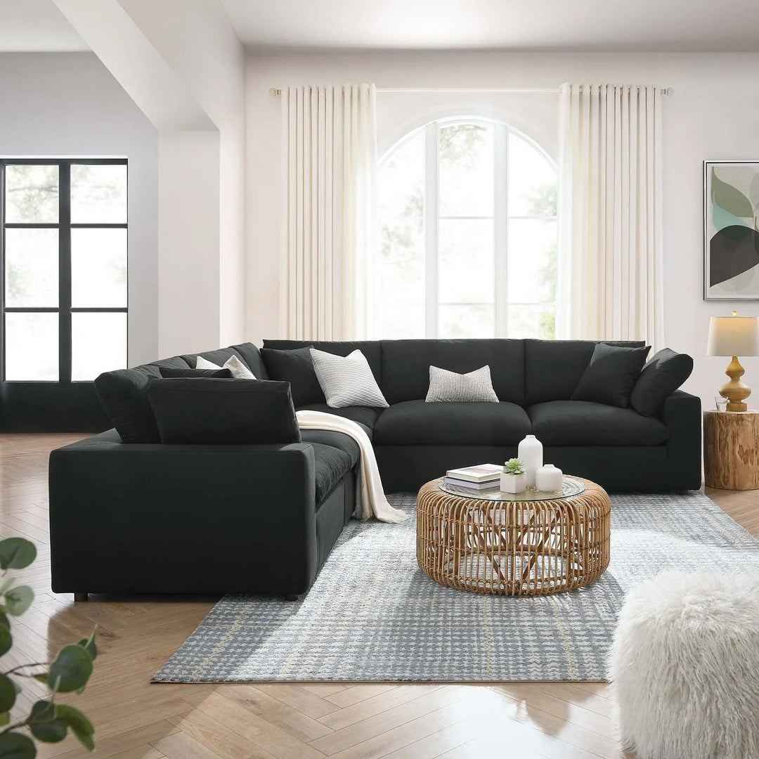 Moxi 5 Piece Sectional Sofa Set Black
