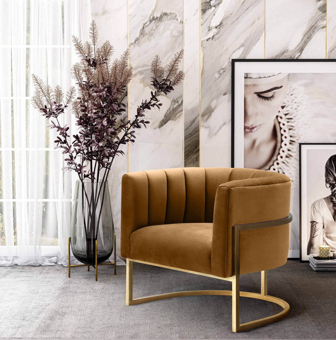 Blossom Cognac Velvet Chair