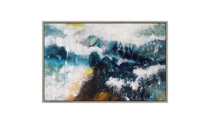 Crashing Waves Abstract Framed Canvas