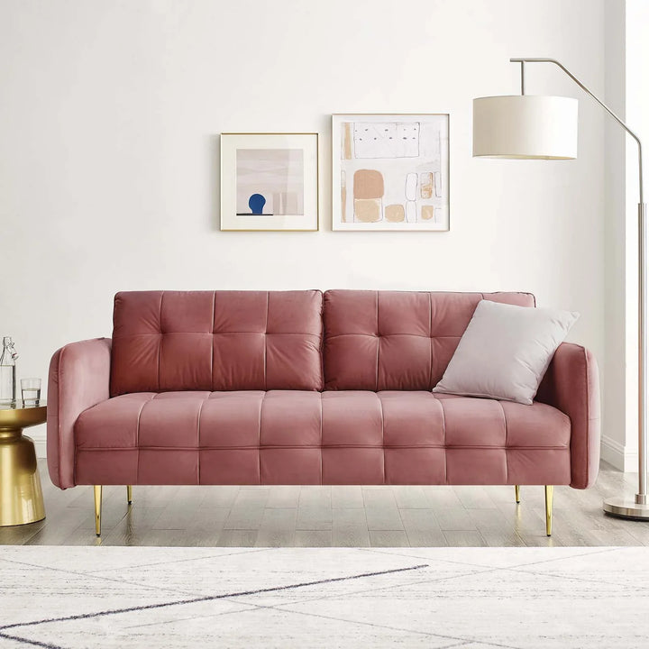 Cromane Tufted Velvet Sofa - Dusty Rose