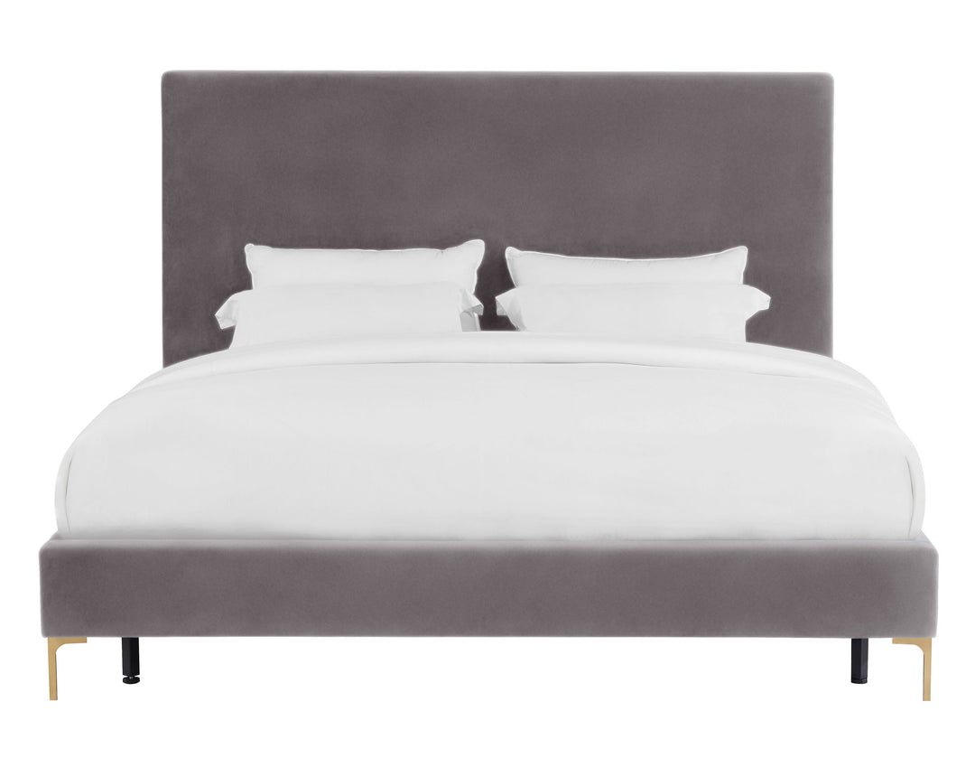 Elegant Grey Velvet Bed-King