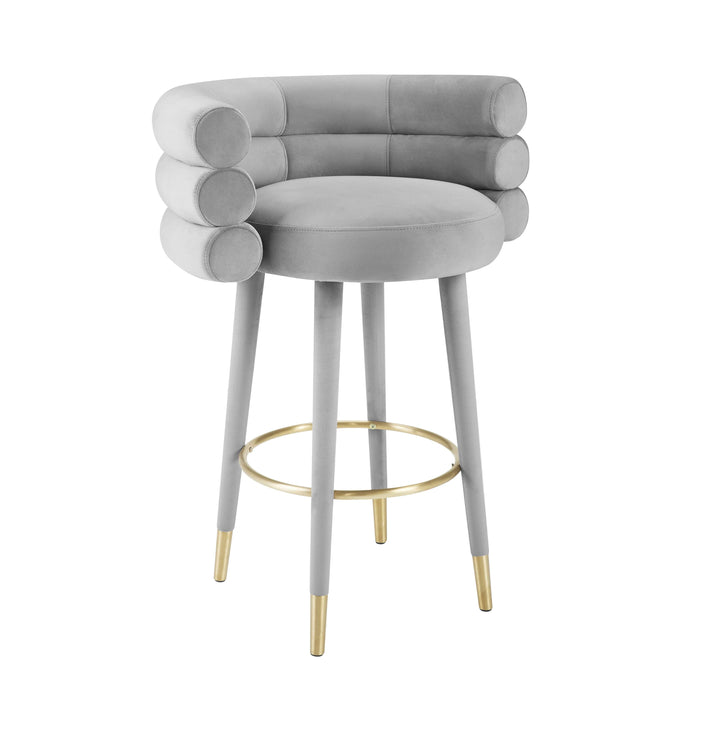 Elizabeth Grey Velvet Bar Stool