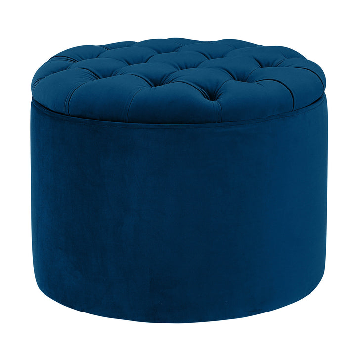 Empress Navy Velvet Storage Ottoman