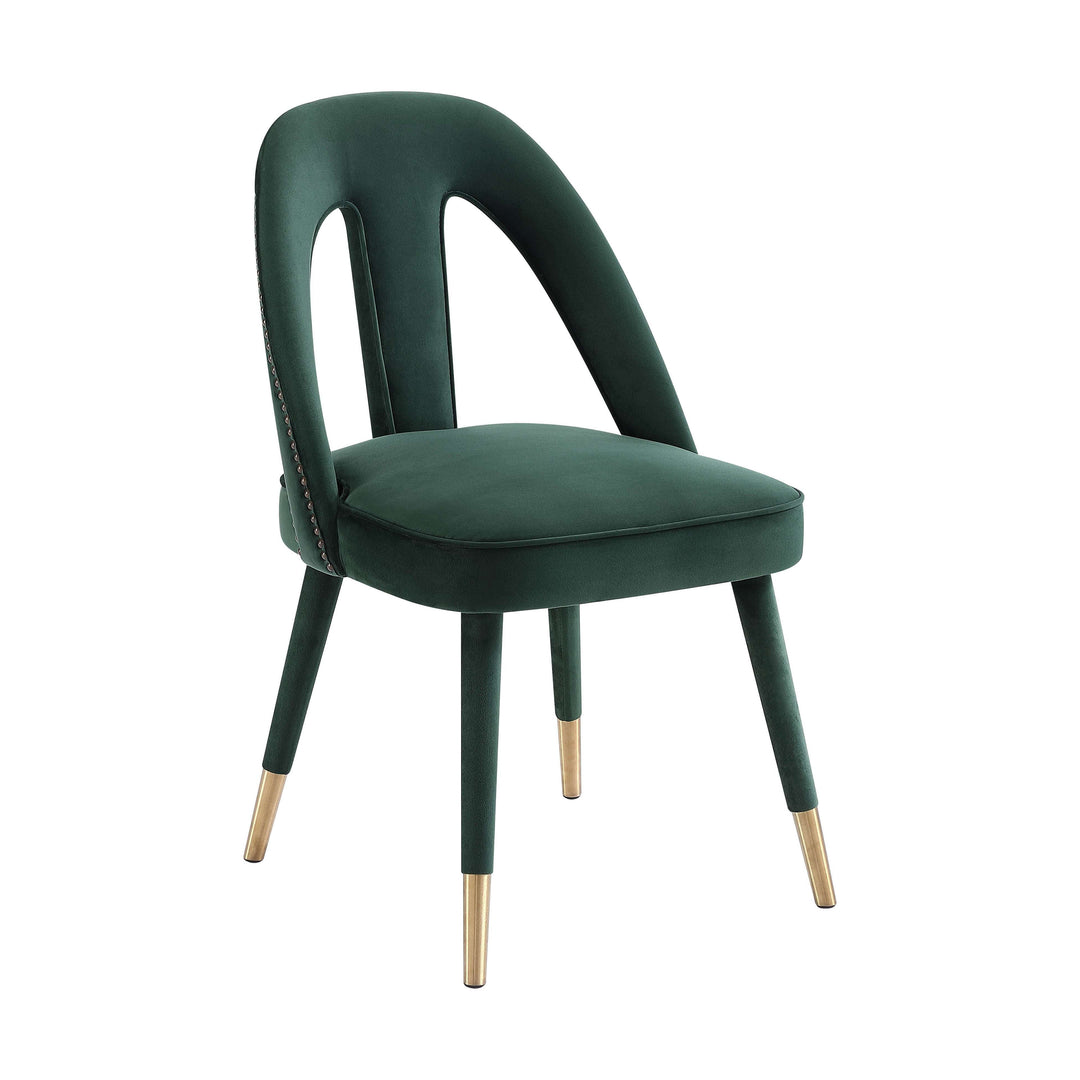 Graceful Forest Green Velvet Side Chair