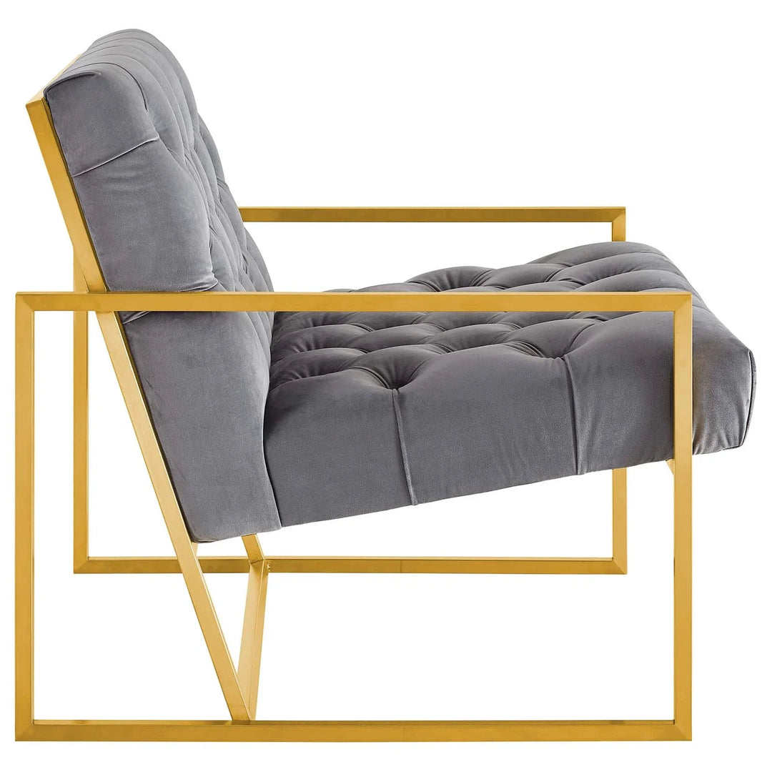 Stuebe Gold Stainless Steel Performance Velvet Accent Chair