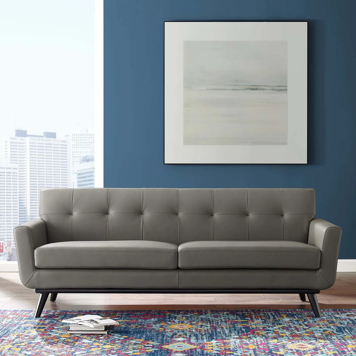 Gage Top Grain Leather Lounge Sofa - Gray