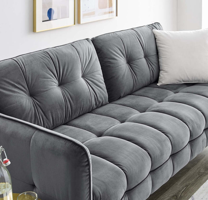Cromane Tufted Velvet Sofa - Gray