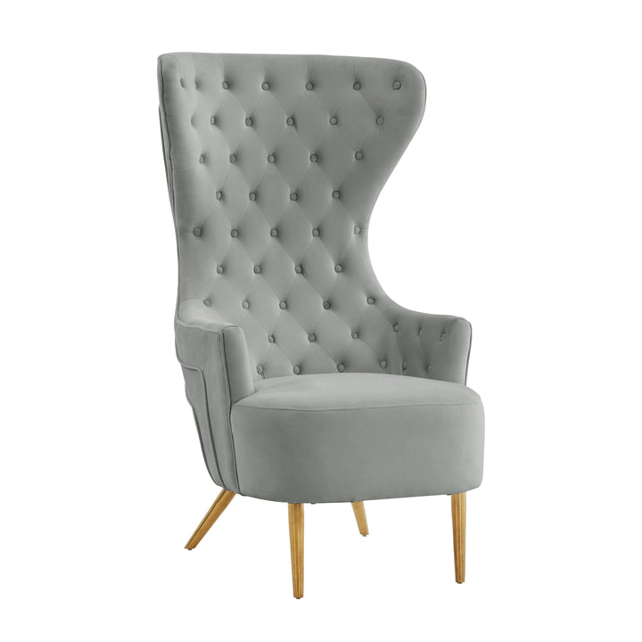 Isla Grey Velvet Wingback Chair