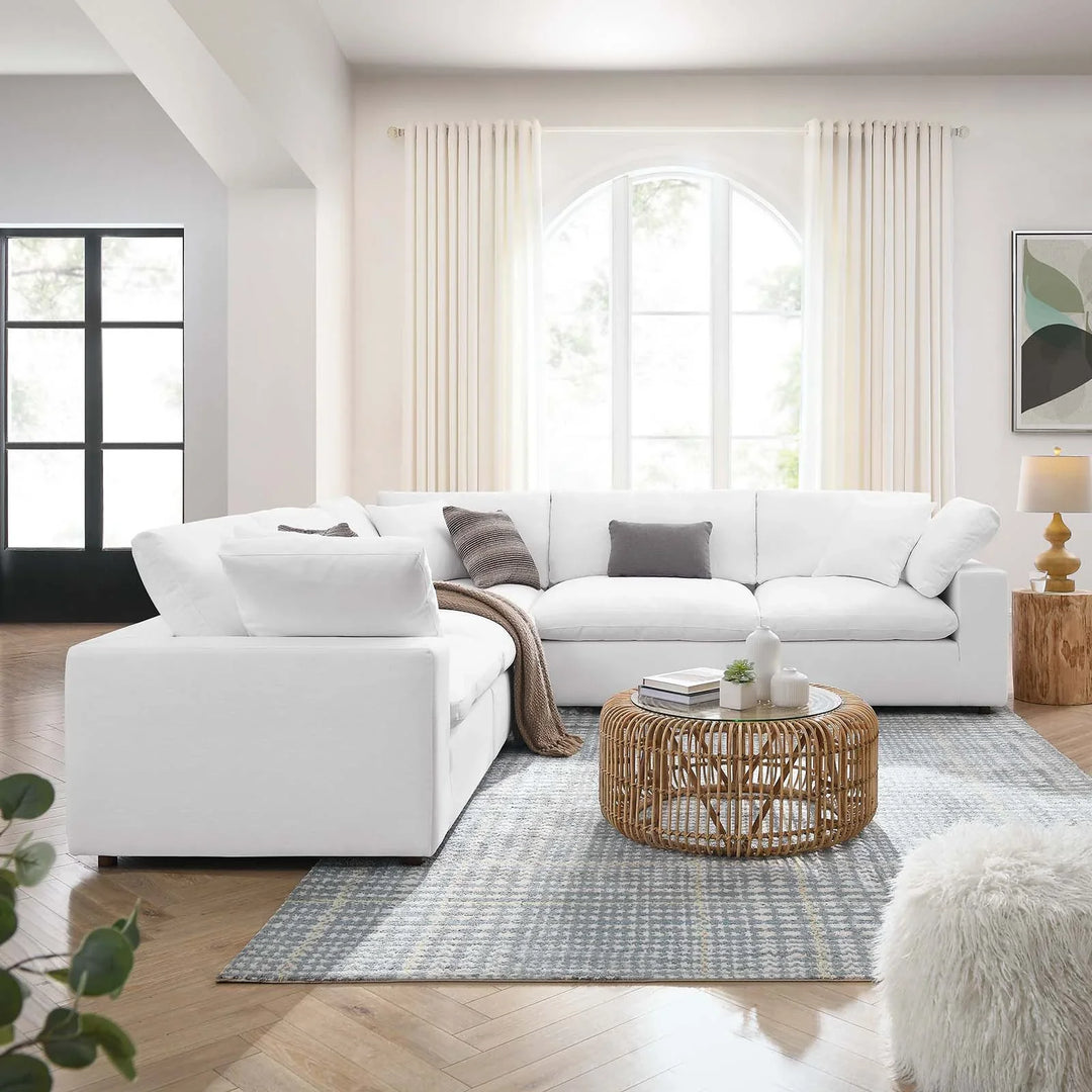 Moxi 5 Piece Sectional Sofa Set White