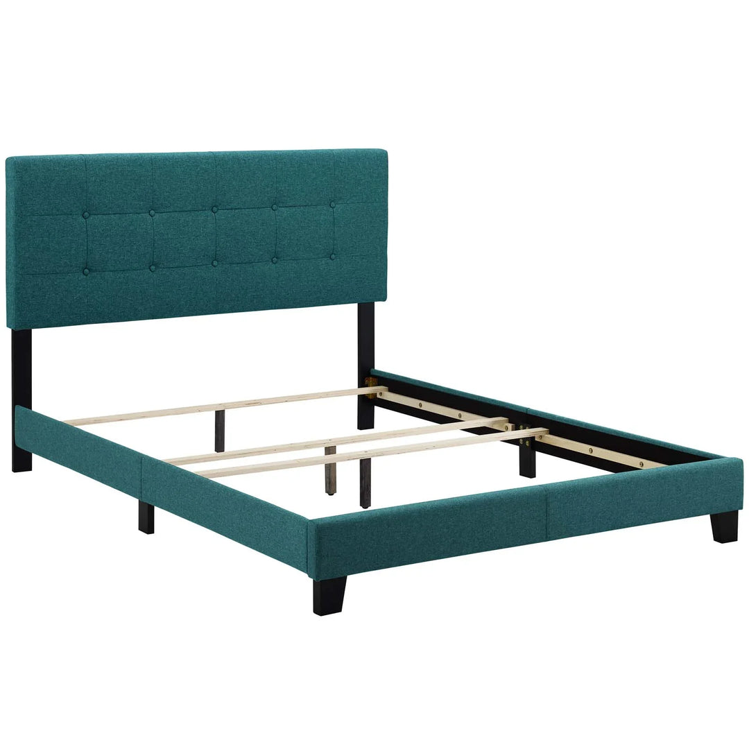 Rima Upholstered Fabric Bed Teal Full