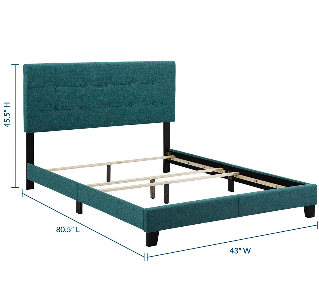 Rima Upholstered Fabric Bed Teal Full