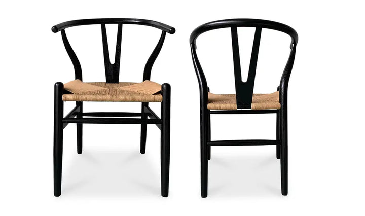 Sierra Dining Chair Black and Natural  Set of 2