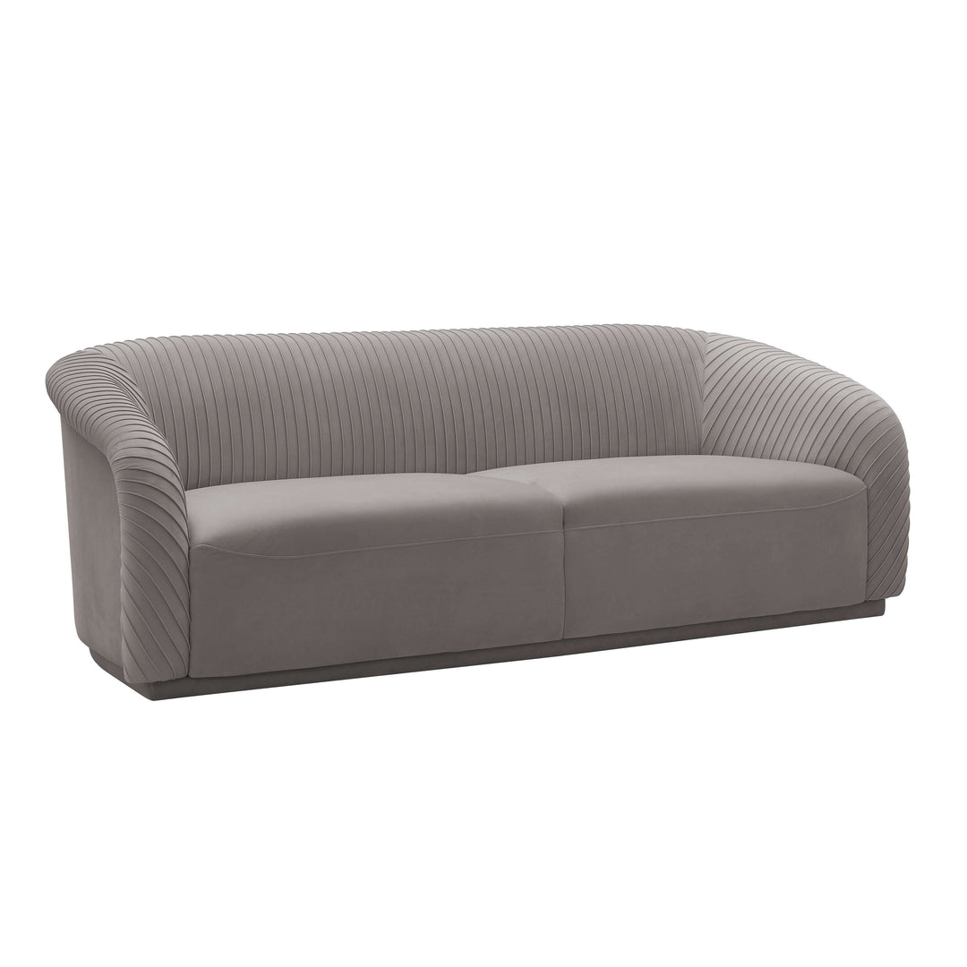 Skye Pleated Grey Velvet Sofa